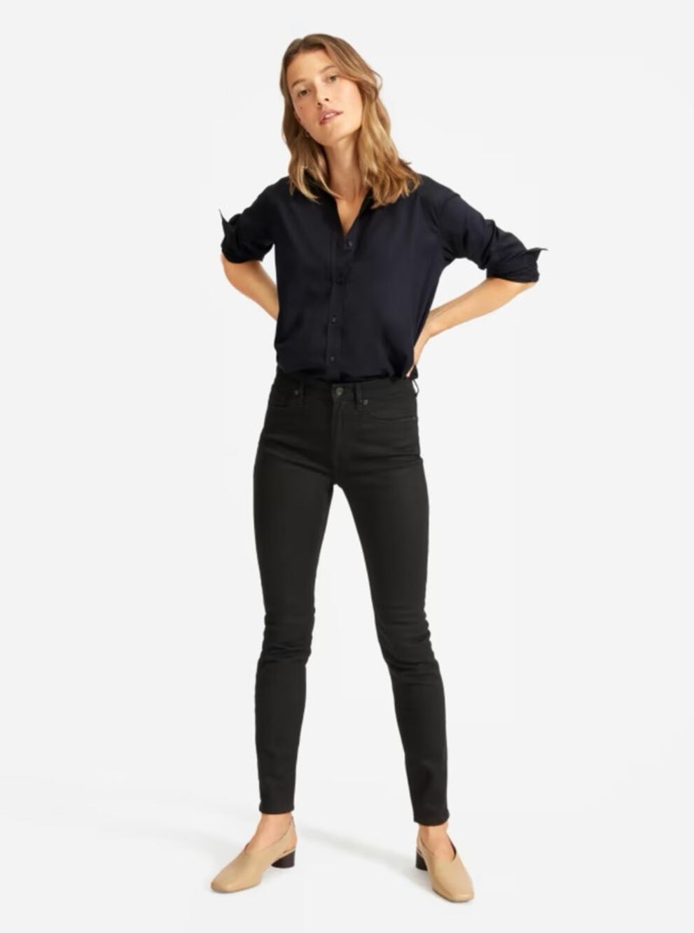 NWT Everlane Women The Mid Rise Skinny Stretch Jeans Black 28 Regular Minimalist